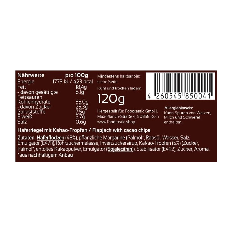 Foodtastic Foodtastic Power Cake Cacao Chip (30 x 120g) |