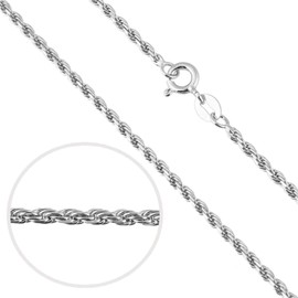 Designer Inspirations Boutique 18" Inch Sterling Silver 1.5 mm Wide Rope Chain Necklace for Women Men Unisex - Fine Silver Chain - Ideal for Smaller Pendants - Weight: 1.6 Grams