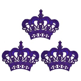 Umama Patch Set of 3 Purple Crown Patch Cute Crown Queen King Cartoon Iron On Embroidered Patches Appliques Needle craft Machine Embroidery Clothes Accessory Sewing DIY