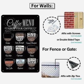 YOYI ART Coffee Bar Sign - Metal Tin Vintage Menu Sign for Home Bar, Farmhouse and Kitchen Wall Decor, Gift for Coffee Lovers, 8 x 12 inch