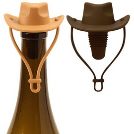 Silicone Wine Stoppers, Cowboy Hat Wine Bottle Stopper Sealer, Keeps Fresh for 15 Days, Home Decoration and Winer's Gifts (2, Coffee+Light Brown)