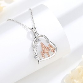 EUDORA Sterling Silver Heart Mom Mother and Daughter Son Necklace for Women, Mama Momma Pendant Mommy Jewelry Mothers Day Gifts for Mom from Son, Gifts for Mother in Law Stepmother Wife,18"+20"