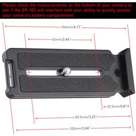 ARCA Swiss and RRS Dovetail Compatible Quick-Release Camera Plate, Slightly L-Shaped Design for Landscape and Portrait Shooting. 1/4" Screw Sliding Mounting Slot Makes it Fit Most DSLR or Telescope