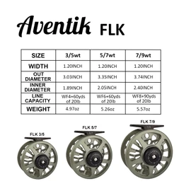 (5/7 Combo) - Aventik Z Fly Fishing Reel CNC Aluminium Trout 3/5, 5/7, 7/9wt Large Arbour Freshwater Fly Reel