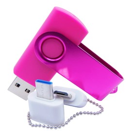 Unidades flash USB de 1 GB Memory Stick Drive con adaptador OTG y tipo C/USB C (rosa)