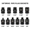 Mayouko 11PCS 3/8" Drive SAE Pipe Plug Socket Set, Tapered