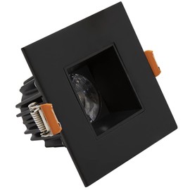 Maxxima 2 in. Ultra-Thin Square Recessed Anti-Glare LED Downlight, Canless IC Rated, 450 Lumens, 5 Color Temperature Selectable 2700K/3000K/3500K/4000K/5000K, Dimmable, Black Trim, 90 CRI, J-Box Incl