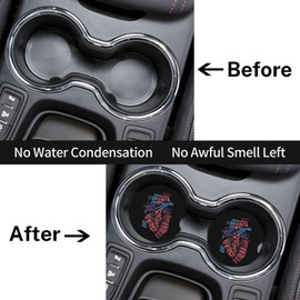 Car Cup Holder Coasters, Cardiac Nurse Anatomical Heart Doctor Medical Car Coasters for Cup Holder, 2 Pack Ceramic Car Coaster for Drinks, Cute Car Interior Accessories for Women Men