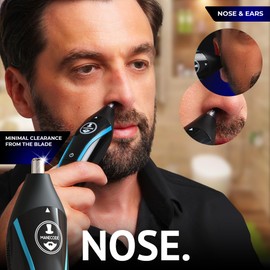 MANECODE® 11-in-1 Beard & Hair Trimmer for Men – Self-Sharp Blades® USB-C, Waterproof, LED Display Multi-Grooming Kit (Nose & Ear)