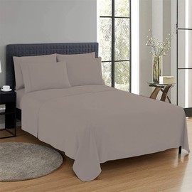 CHARKHAH Polycotton Flat Sheets with Single Double King Size Bed Ultra Soft Plain Top Sheet Dyed in Trendy Colors Hotel Collection Sheets Ideal for Winter & Summer Bedding (Grey, Double)