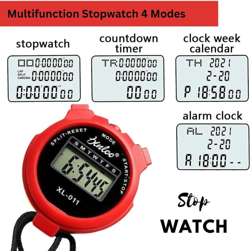 BLACK Sports Stopwatch Multi-Function Sport Digital Stopwatch Timer, Large Display,