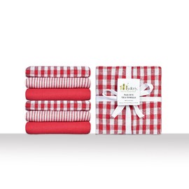 Tea Towels - 100% Cotton kitchen towel - tea towels for kitchen – Super soft Absorbent tea towel, Long lasting catering bar dish towel, t towels 70 x 50 cm (Red, Pack of 6)