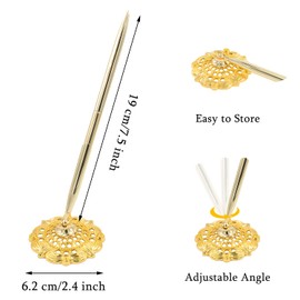 2 Pieces Hollow Round Pen Holder Signing Pen Set Guest Book Accessories for Wedding Bridal Office Golden & Silver Ballpoint Pens Sets