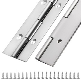 2Pack Piano Hinge 16 Inch x 1.5 Inch Wide Stainless Steel Piano Hinge 0.047'' Thick Continuous Hinges for Heavy Duty Cabinet, Door, Toolbox, Woodworking, Furniture, Silver