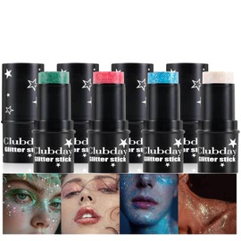 Body Glitter Stick, Joyeee 4pcs Waterproof Face Glitter Festival Hair Glitter Gel Rave Accessories Chunky Glitter Mermaid Sequins Holographic Glitter Makeup for Face Body Hair Nails