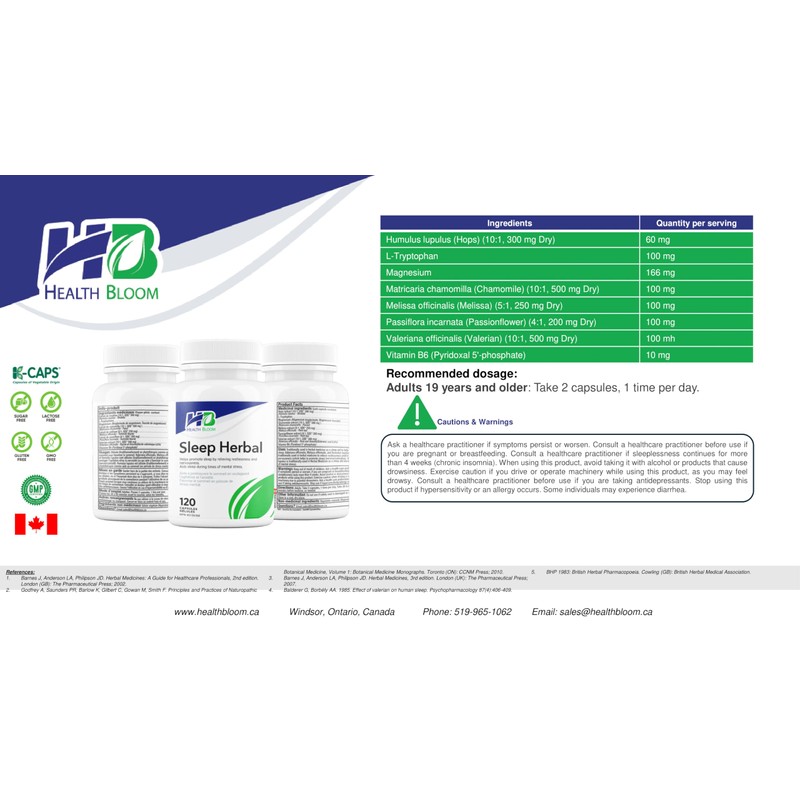Sleep Herbal | 120 Capsules | Health Bloom | Vitamins