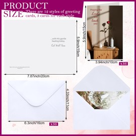 Motiskyy 36 Sets Religious Get Well Soon Greeting Cards with Scripture Assorted Christian Get Well Greeting Cards Bible Verse Wishing You Well Greeting Cards with Envelopes(Various Floral)