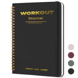 Guirnd Undated Fitness Workout Journal for Men & Women, A5(8.5" x 6.7") Fitness Journal Workout Planner, Workout Log Book Planner for Tracking, Motivating, and Achieving Your Fitness Goals - Black