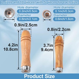 Mxxipp 10pcs Wooden Handles with Metal Collar, Medium & Large Wood Handles for 6"-12" Files, Ergonomic for Drill