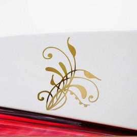 Decal Stickers of Henna Vines Swirl (Metallic Gold) (Set of 2) Luxury Weatherproof Vinyl Decal Stickers for Laptop Desktop Smartphone Car Dirt Bike Wall Room Mason Jar Bathtub Door - ANDstic795486GO