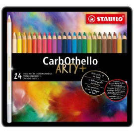 STABILO CarbOthello Metal Box of 24 Colours - Chalk-Pastel Coloured Pencil