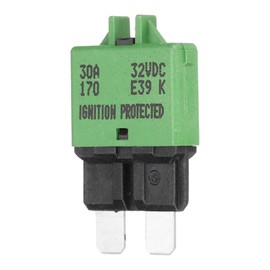 DMiotech Manual Mini Reset Fuse, 32V DC 30A ATC/ATO Auto Circuit Breaker Reset Fuses Low Profile Blade Fuses for Car Truck SUV Marine Boat Motorcycle, Green