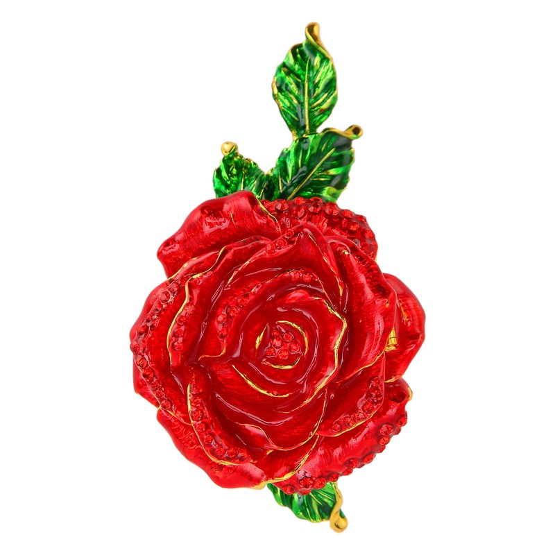 Trinket Box Rose Shape Exquisite Elegant Shiny Jewelry Rings Storage