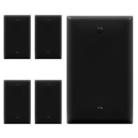 ENERLITES Blank Device Wall Plate, Gloss Finish, Standard Size 1-Gang 4.50" x 2.76", Polycarbonate Thermoplastic, 8801-BK-5PCS, Black (5 Pack)