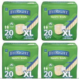 Medline FitRight Ultra Adult Diapers Incontinence Briefs with Tabs, Heavy X-Large 80 Ct