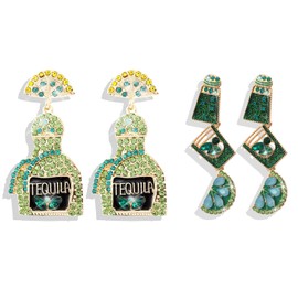 Champagne Earrings Crystal Wine Bottle Dangle Earrings for Women Rhinestone Margarita Earrings Tequila Earrings Jewelry New Years Eve Outfits Women