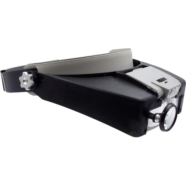 Zega Crafts Headband Magnifier w/ 3 Multi-Depth Magnifying Lenses & Detachabe Worklight