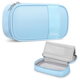 FINPAC Pencil Case, Large Capacity Pen Pencil Box Marker Holder, Folio Marker and Pen Pouch Office Stationery Organizer for Senior Women Lady (Blue)