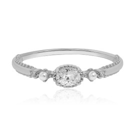 Meissa 925 Sterling Silver Diamond Ring Gold Stacking Ring Pear Ring Birthstone Ring Friendship Jewellery Gift Birthstone Ring, Silver, M 1/2