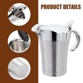 Thermal Gravy Boat Double 304 Stainless Steel 750 ml Insulated Thermal Gravy Boat Sauce Jug Sauce Cup Sauce Bowl with Lid for Serving Sauce, Vanilla Sauce, Cream, Sauce