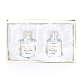 Bambino Silverplated First Tooth & First Curl Box Set - Blue