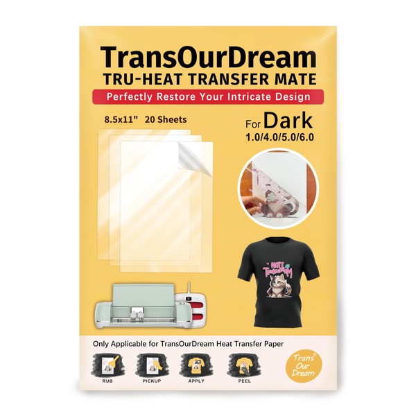 TransOurDream Tru-Transfer Tape for Dark Heat Transfer Paper (20 Sheets,