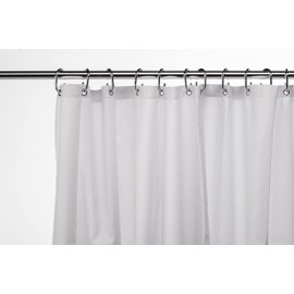 Croydex White Shower Curtain Made from 100% Recycled Poyester, with 12 Rust-Resistant Metal Eyelets, Weighted Hem, Anti-Microbial
