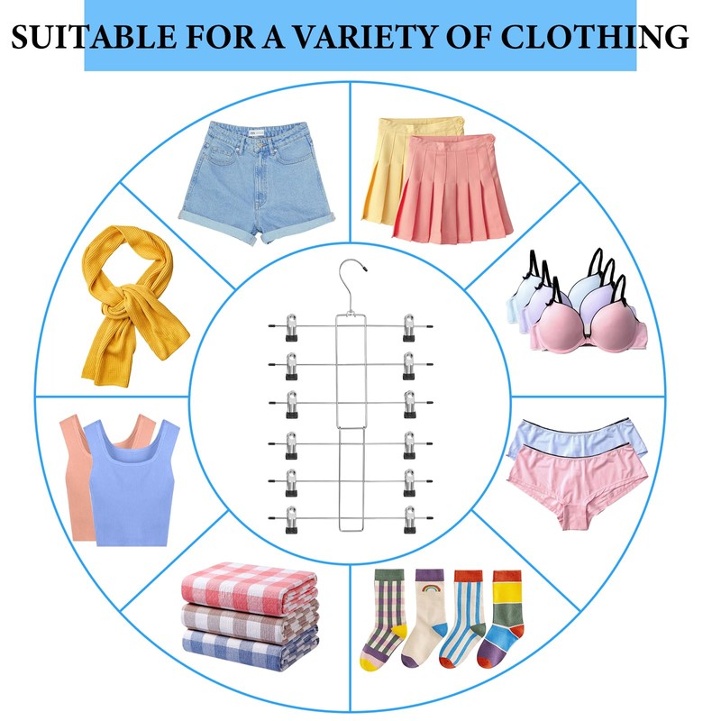 2 Pack Foldable 6-Layer Trouser Hangers Space Saving Metal Hangers