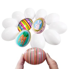 MSACC 12PCS White Wooden Easter Eggs ，Wooden Fake Eggs for Painting, Decorating, DIY,Arts and Crafts,Nest Box Training Home Farm Decoration