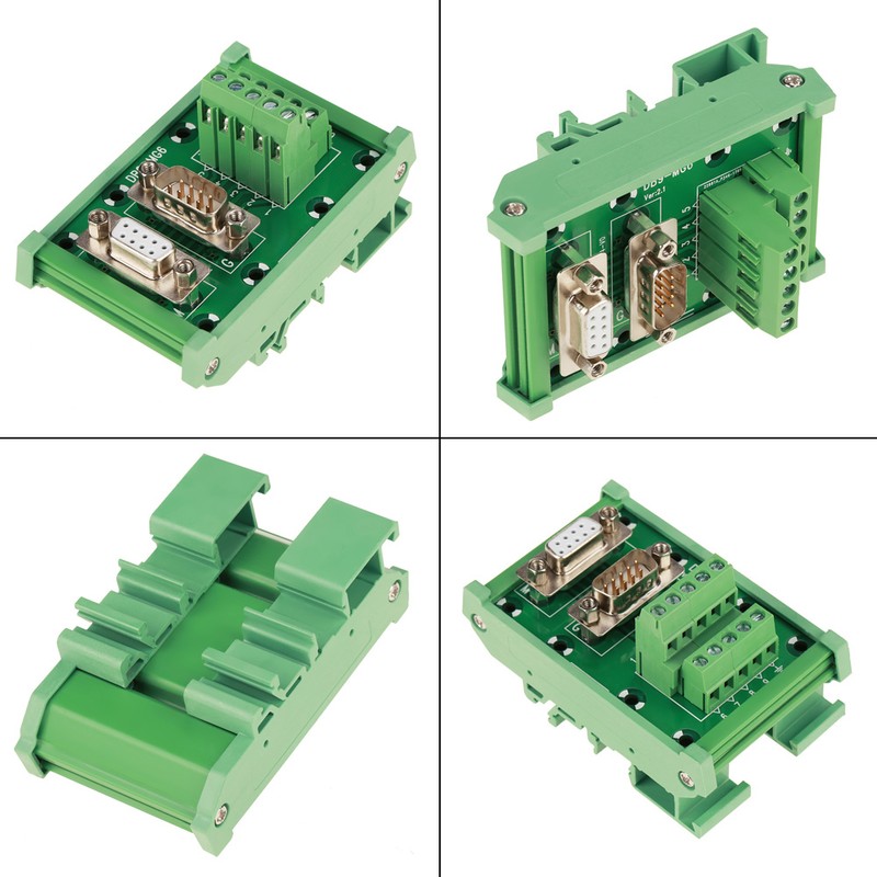 DB9-MG6 DIN Rail Mount Interface Module Male / Female Connector
