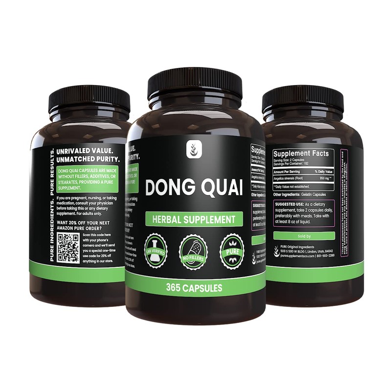 PURE ORIGINAL INGREDIENTS Dong Quai, (365 Capsules), No Magnesium Or
