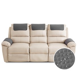 FANSU Armchair Protector for Recliner Chair with Armrests, Armchair Cover with Pockets for TV Chair, Waterproof and Non-Slip Furniture Protector for Sofa, Chair (3-Seater, Dark Grey)