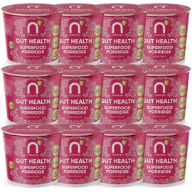Naturya Gut Health Superfood Porridge, Mixed Berry, 12 x 55g, High in Fibre, Calcium and Protein