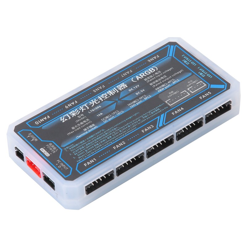 Fan Hub Computer Cooler System PH2.0 4‑Pin LED1‑LED2 FAN1‑FAN10 5V