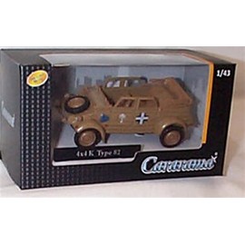 Cararama 1941 VW KUBEL 4x4 Type 82 Africa Korps ROOF UP Military vehicle 1:43 scale diecast model