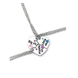 Big Middle Little Sister Necklaces for 3 Sister Birthday Gifts from Sister Matching Necklaces for Sisters Xmas Christmas Gift for Big Sis Mid Sis Lil Sis Necklace Gifts