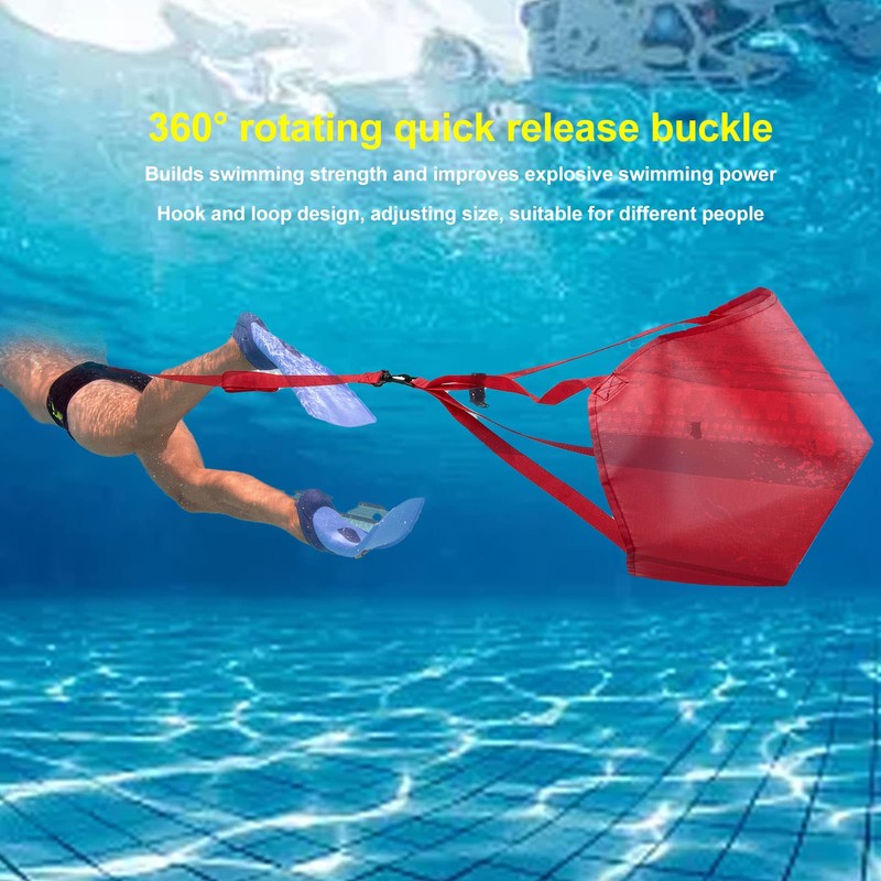 Swimming Strength Training Belt, 360° Rotation Swim Parachute, Nylon Swimming