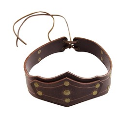 XGOPTS Medieval Knight Leather Crown Retro Viking Lace-up Headdress with Rivet Steampunk Viking Warrior Fancy Dress Costume Headpiece Adjustable LARP Ren Faire Costume Outfit Headwear