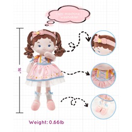 LeyaDoll Soft Baby Doll Toys (16''), My First Baby Rag Doll for 1 Year-Old Girl Birthday Gift, Christmas Plush Toys Gift for Toddler Kids Infants-Princess Twinkle