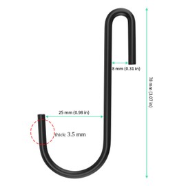 FUNSUEI 60 PCS S Shaped Hanging Hooks, Black Metal S Hooks, 8cm S Hooks for Hanging Heavy Duty S Shaped Hooks for Bedroom, Kitchen, Office, Clothes and Items Organizing, 10kg Capacity